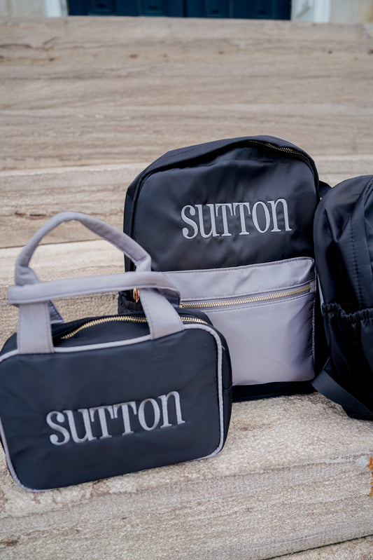 Black + Grey Colorblock Backpack PLAIN NO EMBROIDERY