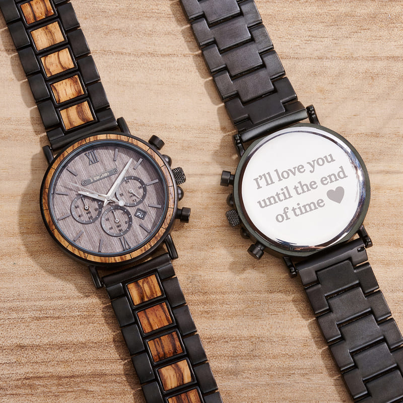 Men’s Engraved Wood Watch