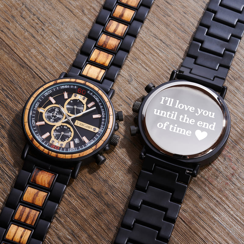 Black & Gold Chronograph Wooden Watch