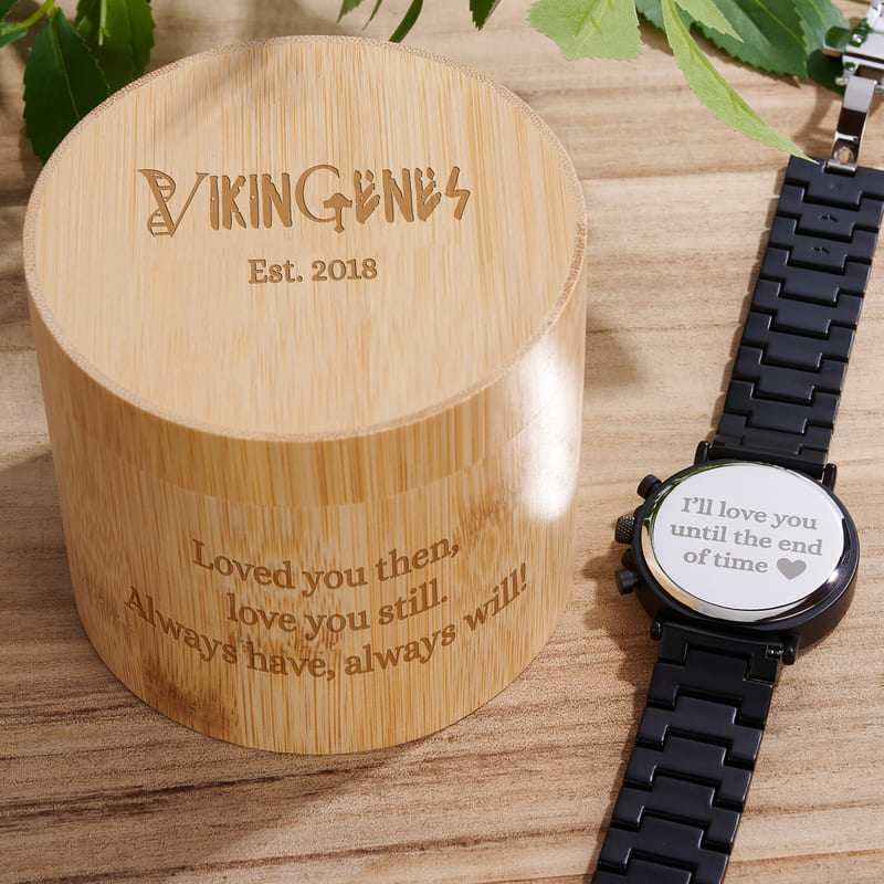 Men’s Engraved Wood Watch