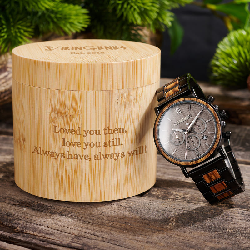 Men’s Engraved Wood Watch