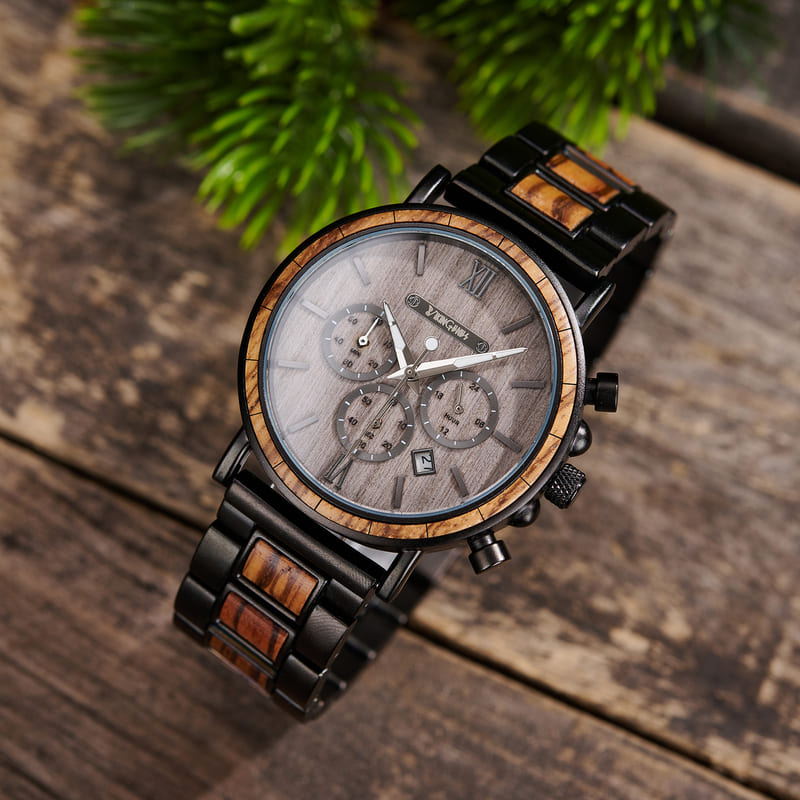 Men’s Engraved Wood Watch