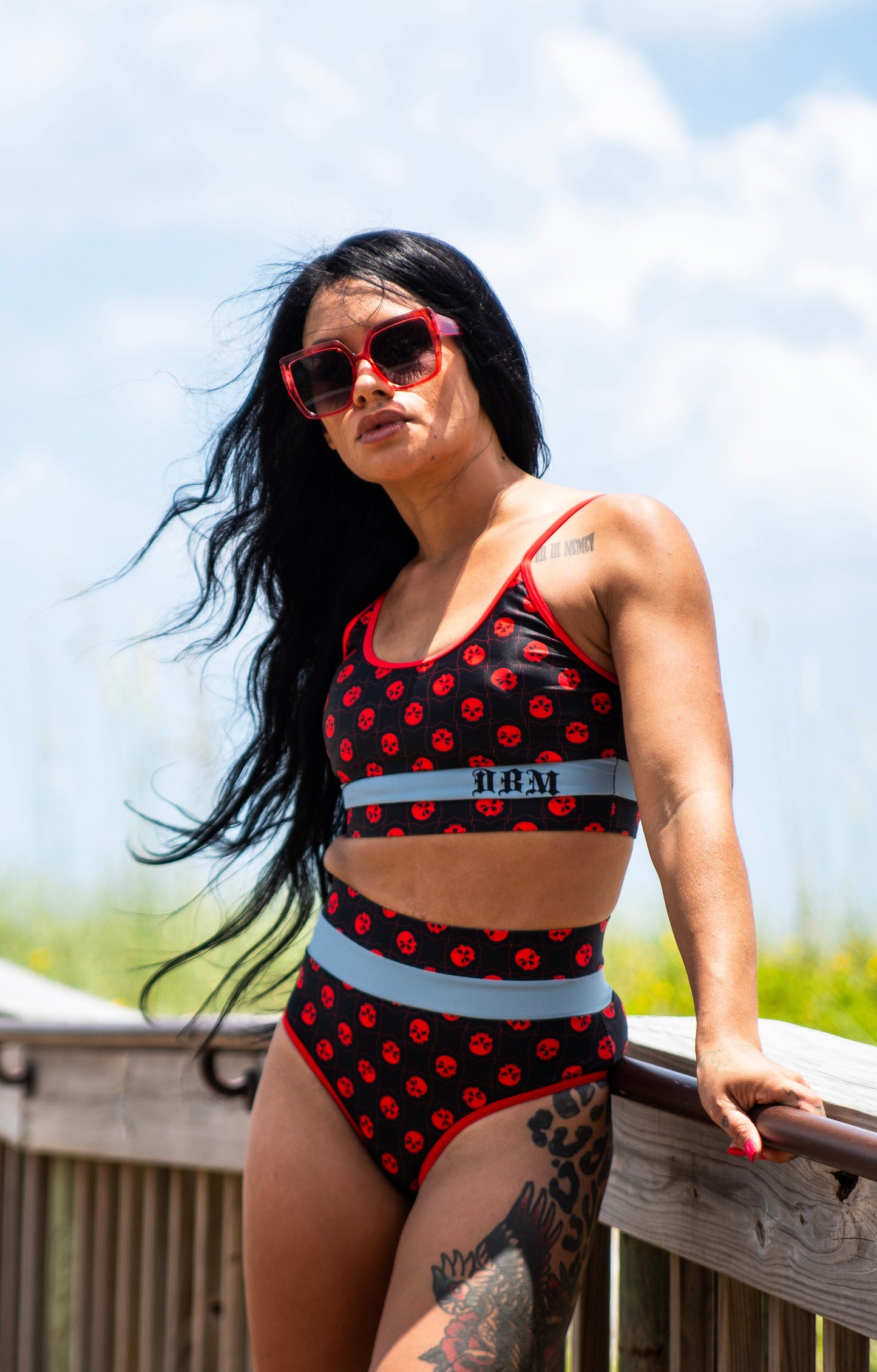 Women's Skull Print Sport Bikini Top