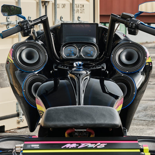 8" Neodymium Coaxial Hybrid Mid-Bass Water resistant Carbon Fiber Cone Loudspeaker with Built-in Driver  400 Watts Rms 4-Ohm