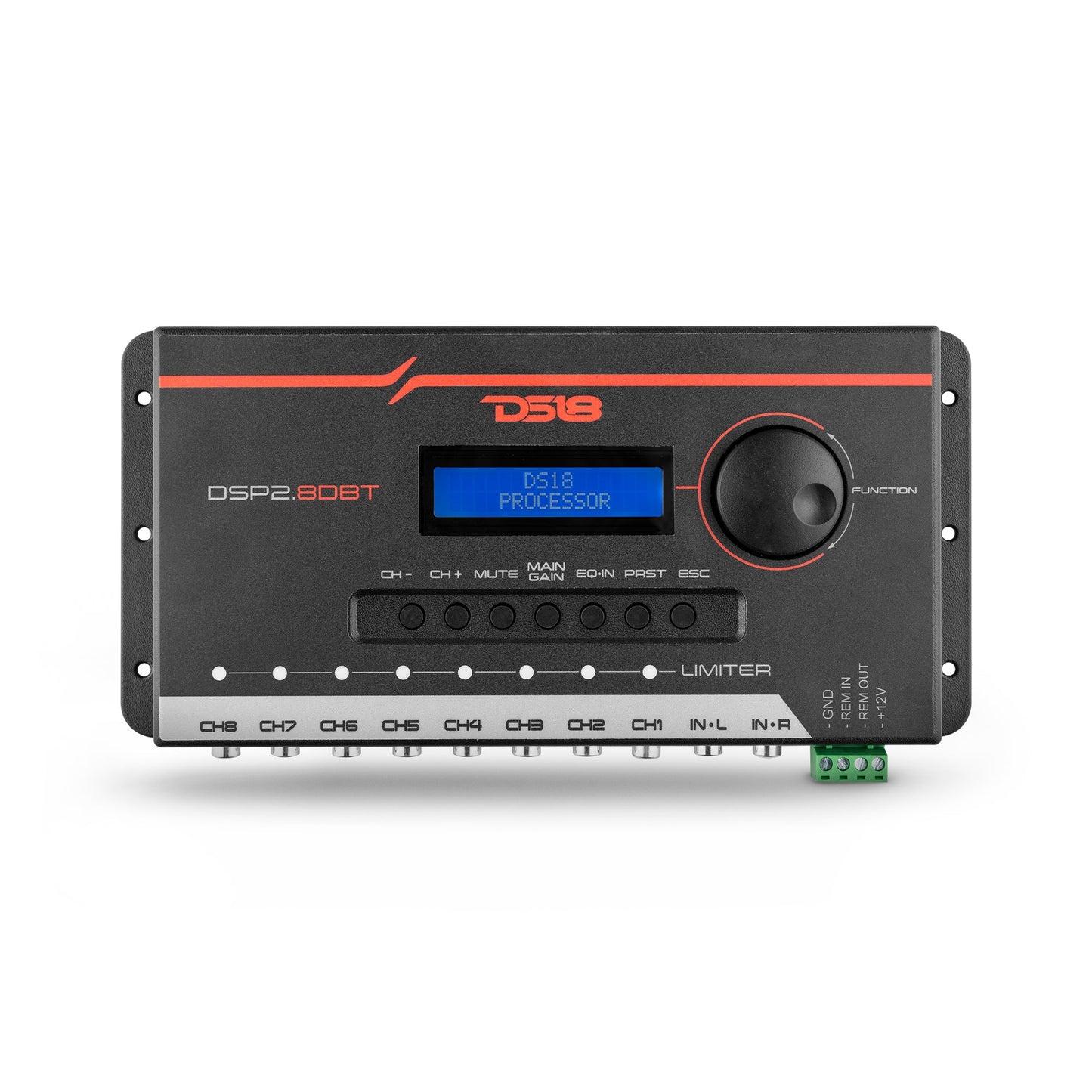 2-Channel In and 8-Channel Out Digital Sound Processor (DSP) with Bluetooth and LCD Screen