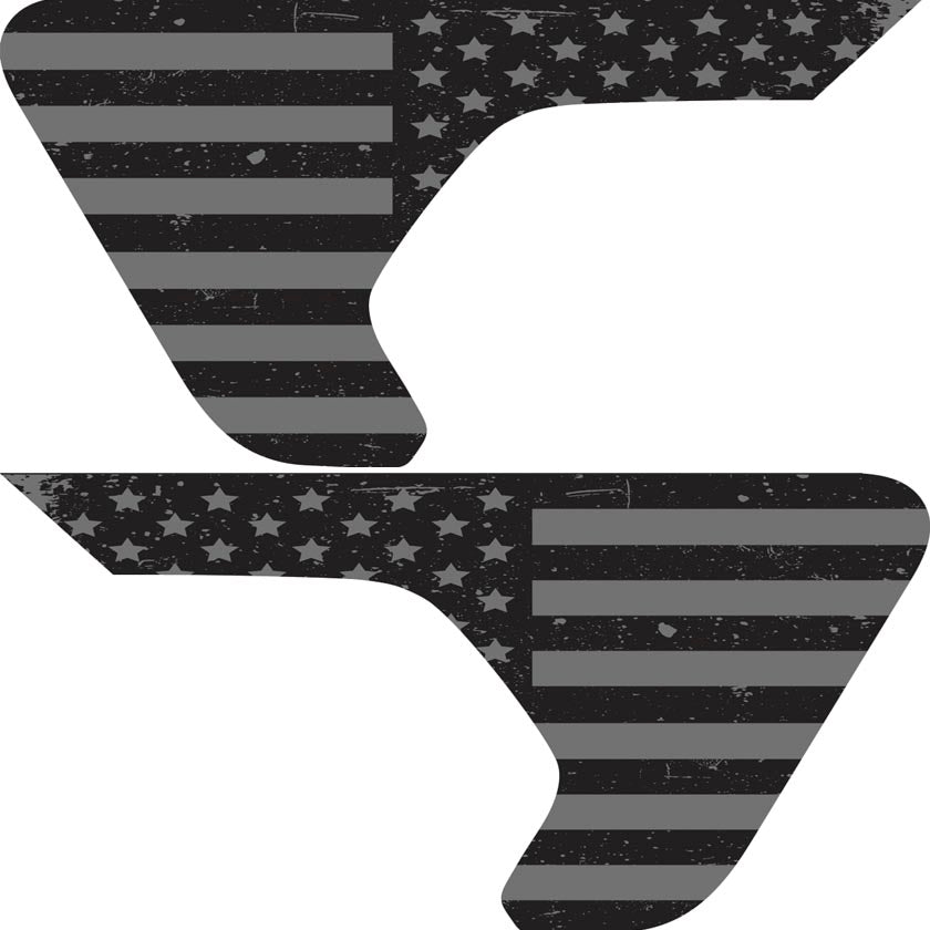 Distressed Blackout Flag 2pc Vinyl Fender Decal