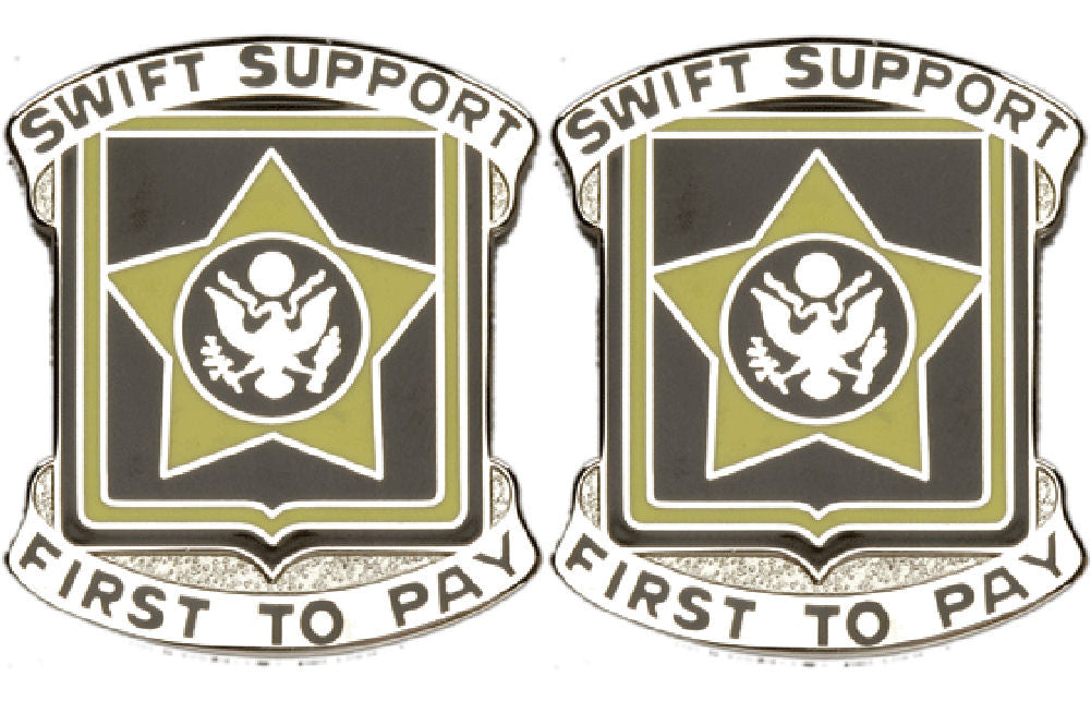 15th Finance Battalion Distinctive Unit Insignia - Pair - Swift Support First To Pay