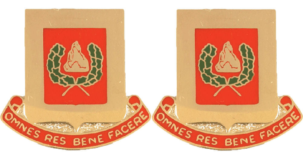 27th Engineering Battalion Distinctive Unit Insignia - Pair - Omnes Res Bene Facere