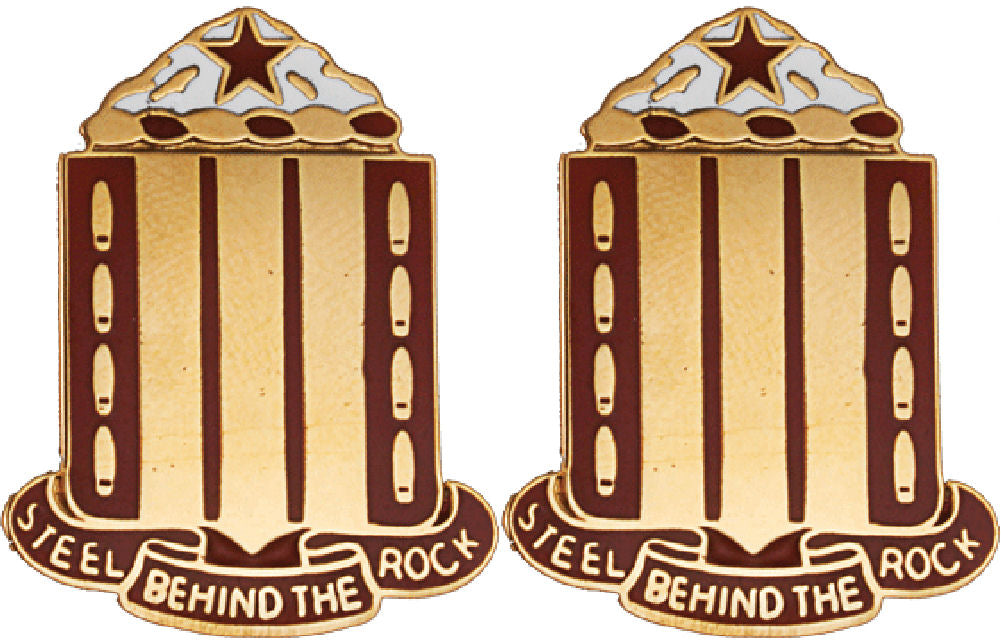 38th Field Artillery Distinctive Unit Insignia - Pair - Steel The Rock