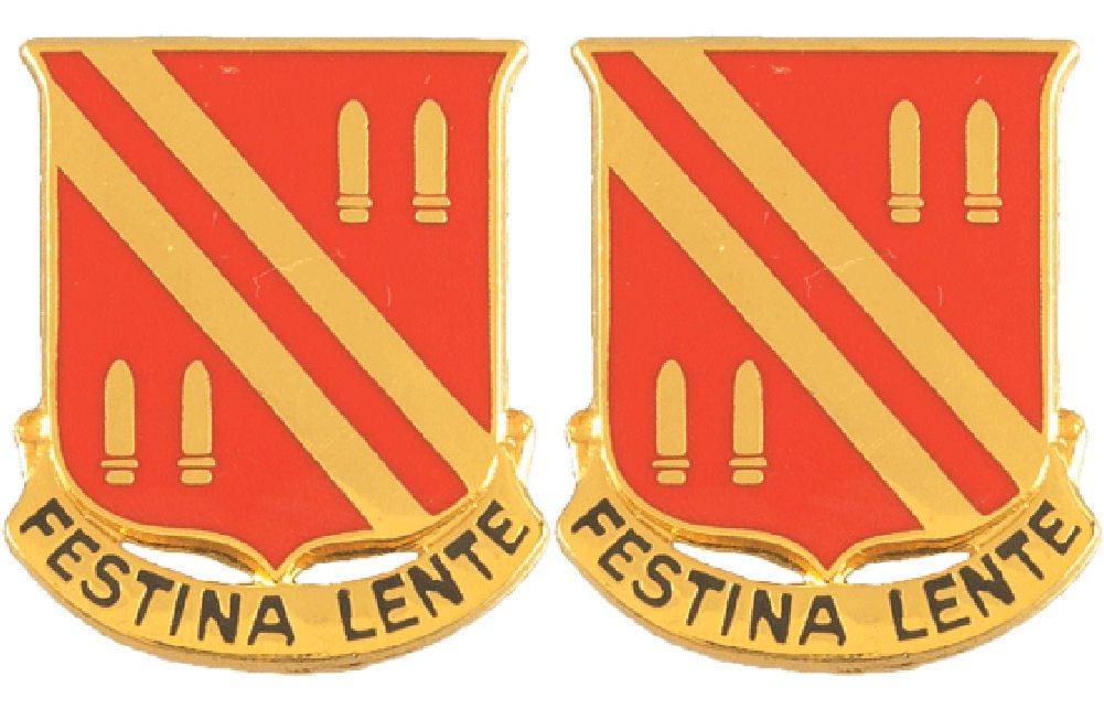 42nd Field Artillery Battalion Distinctive Unit Insignia - Pair - Festina Lente