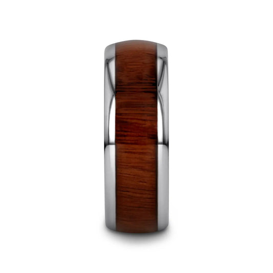 DALBERG Tungsten Carbide Rosewood Inlay Polished Finish Men’s Domed Wedding Ring - 8mm
