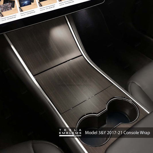 Dark Cherry Woodgrain | Tesla Center Console Wrap Kit | Model Y ’19-20