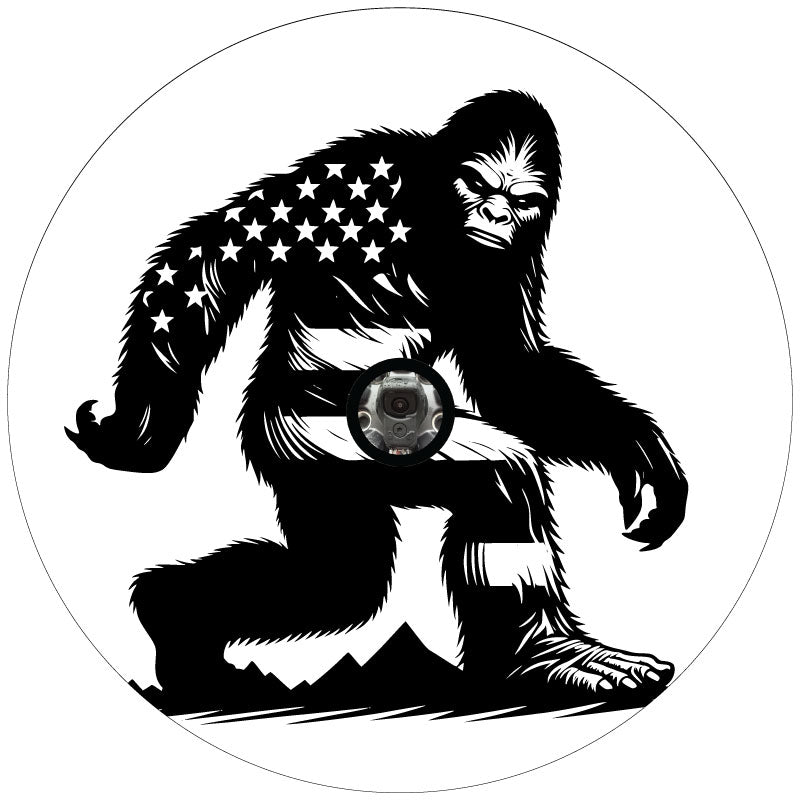 Fierce American Flag Sasquatch Spare Tire Cover â€¢ Made To Order For Bronco, Jeep, RV, Camper, Trailers, & More