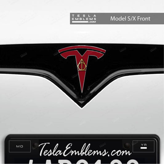 Deathly Hallows Tesla Emblem Decals (Front + Back) | Model X