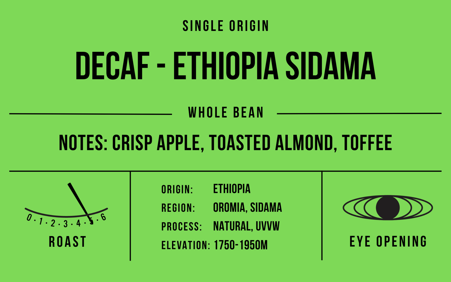Decaf Ethiopia Sidama, Full City+ (dark)