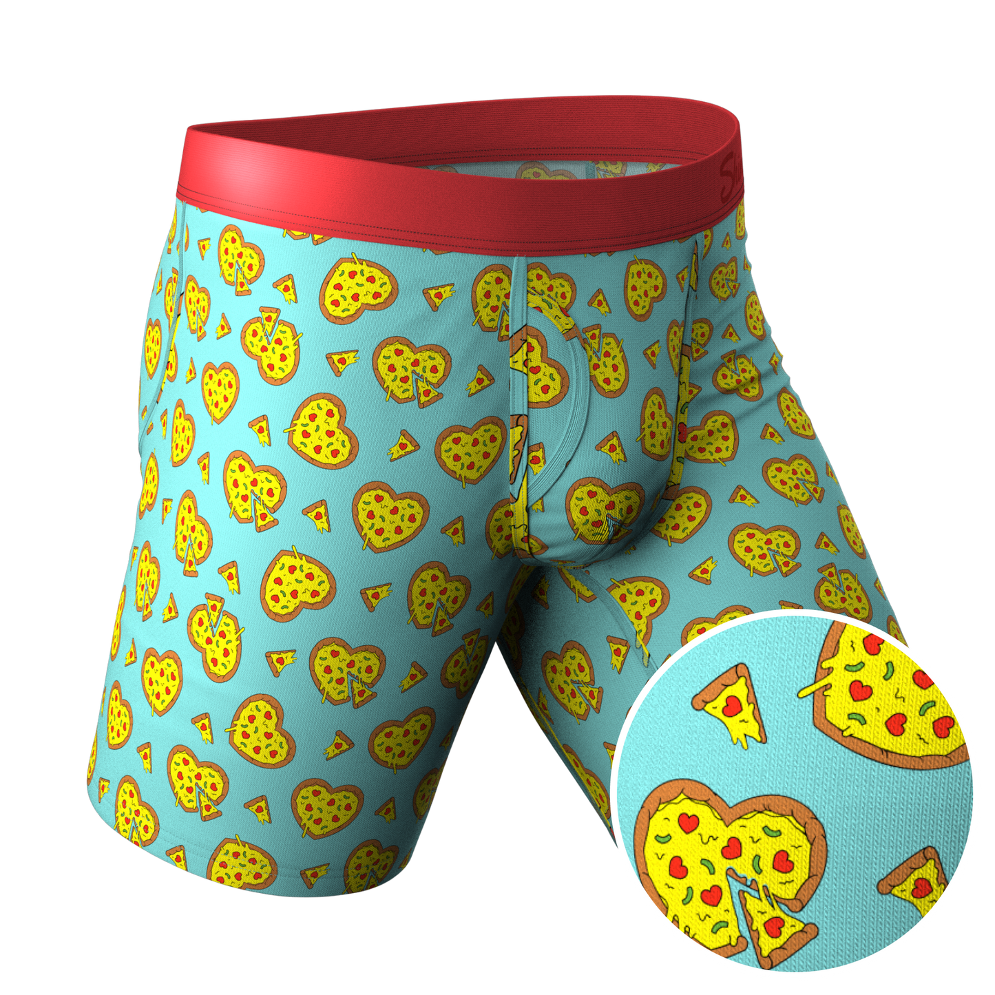 The Deep Dish | Pizza Hearts Long Leg Ball Hammock® Pouch Underwear With Fly