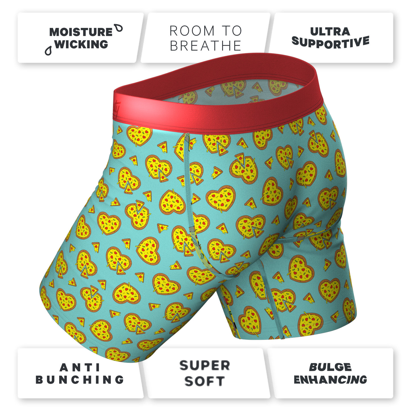The Deep Dish | Pizza Hearts Long Leg Ball Hammock® Pouch Underwear With Fly