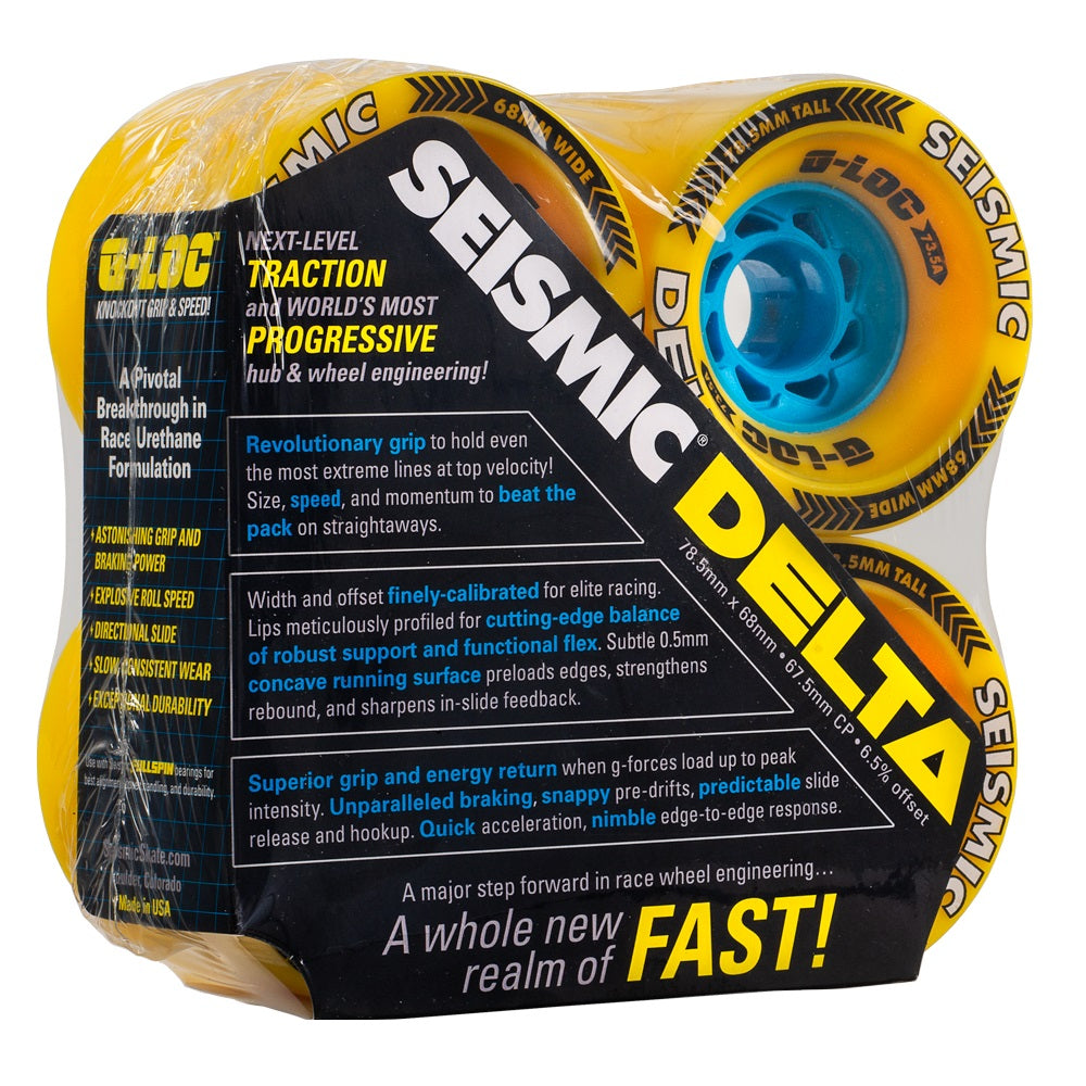 Seismic Delta 78.5x68mm 73.5a G-LOC Wheels - Yellow (Set of 4)