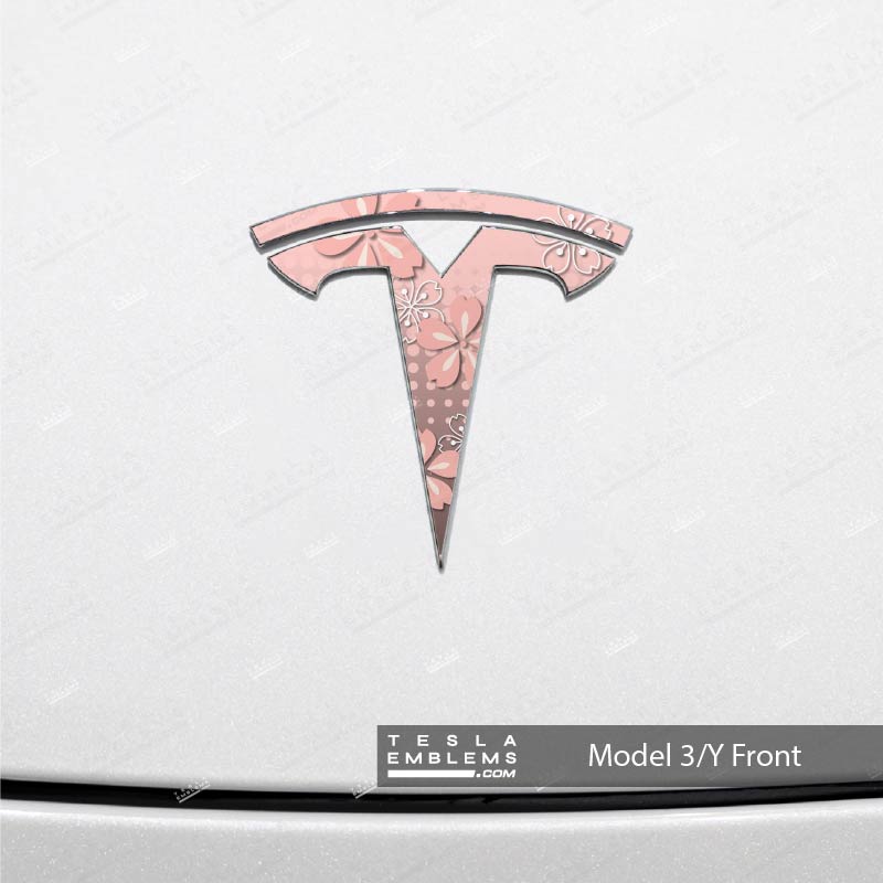 Demon Slayer Nezuko Tesla Emblem Decals (Front + Back) | Model Y