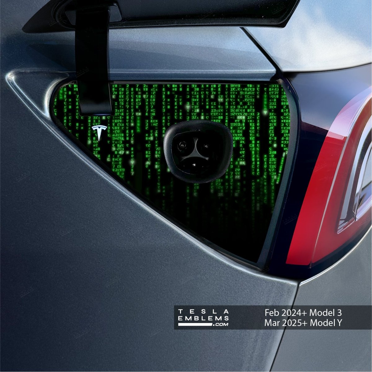 Digital Rain Matrix Code Tesla Charge Port Wrap | Model Y