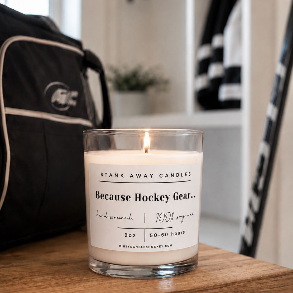 Because Hockey Gear Candle