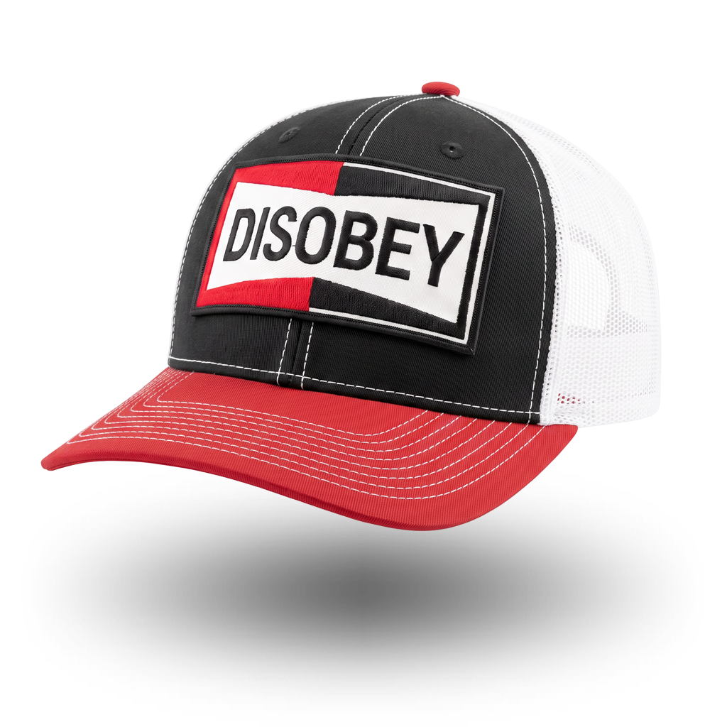 DISOBEY TRUCKER HAT - BLACK & RED