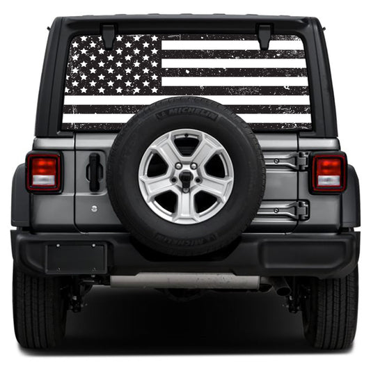 Distressed Black & White Rear Window Decal