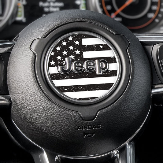 Distressed Black & White Steering Wheel Decal