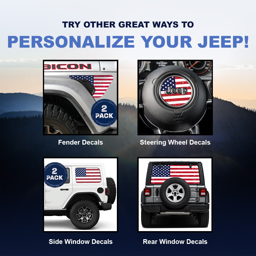 Distressed Old Glory Side Windows Printed Vinyl Decal