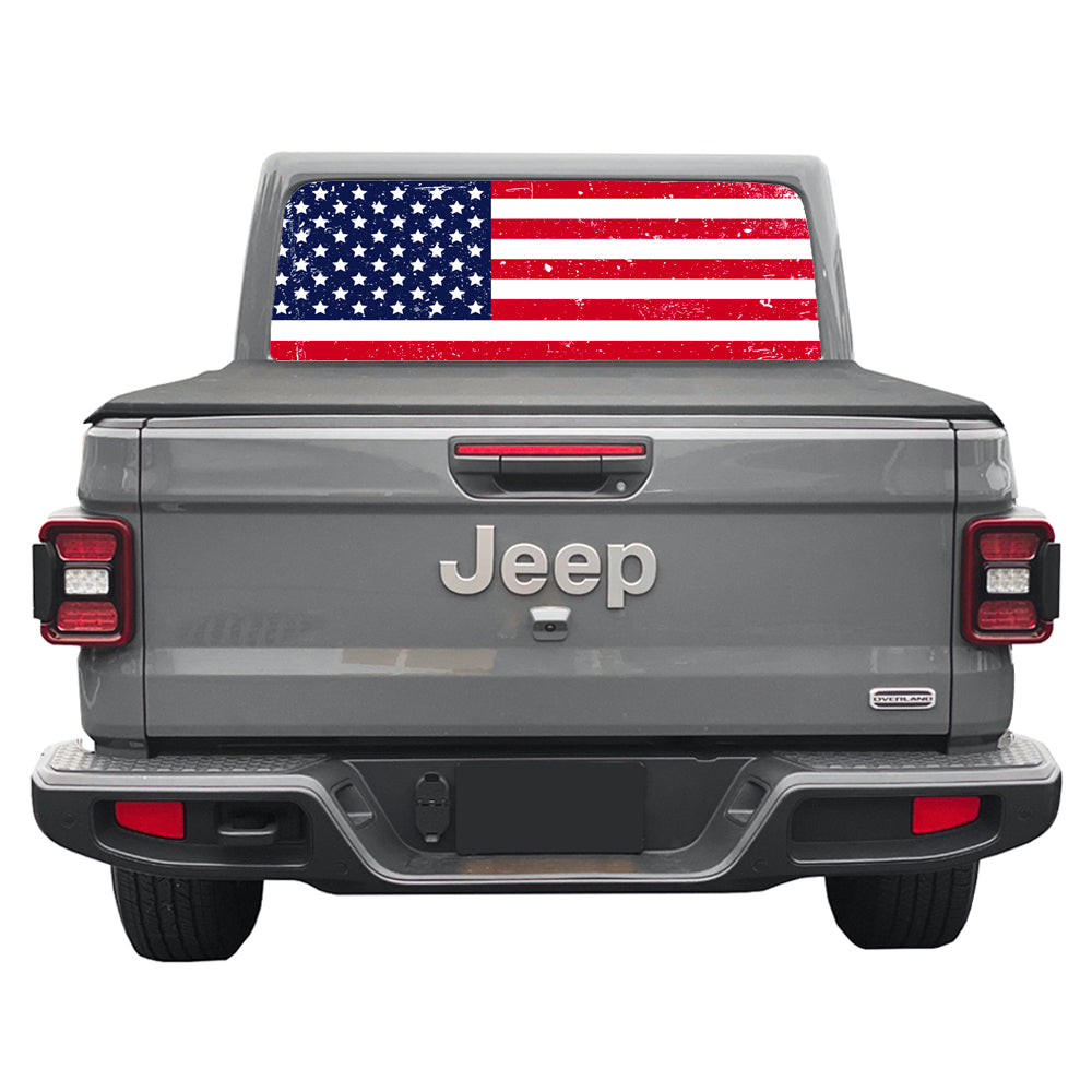 Distressed Old Glory Rear Window Decal