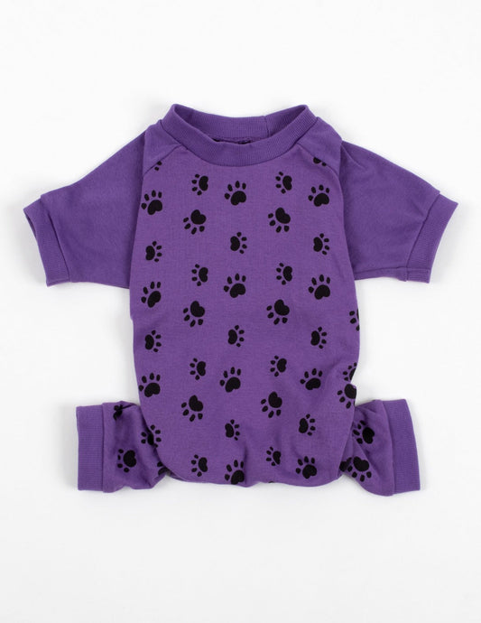 Dog Purple Paw Print Pajamas
