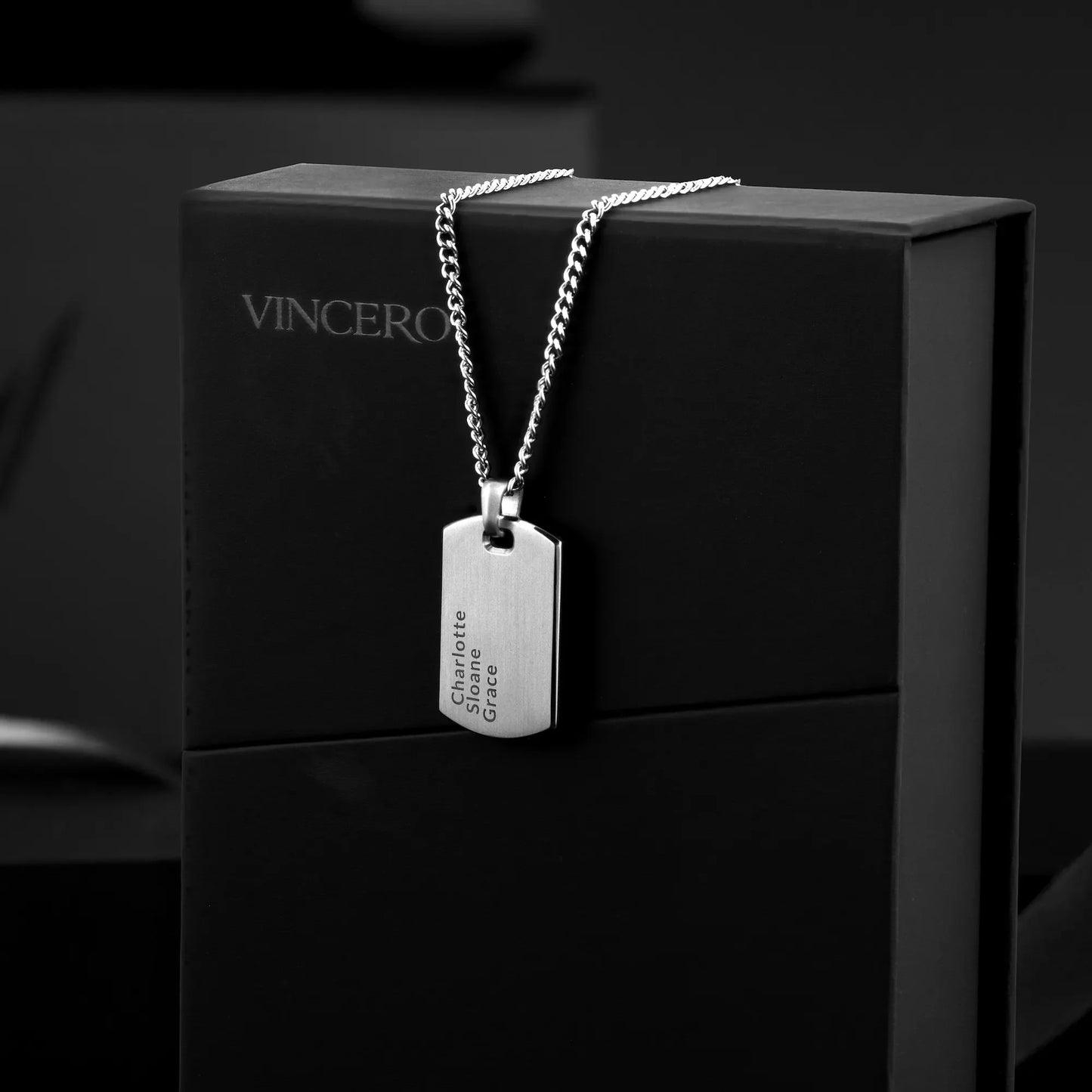 Beveled Tag Pendant - Silver