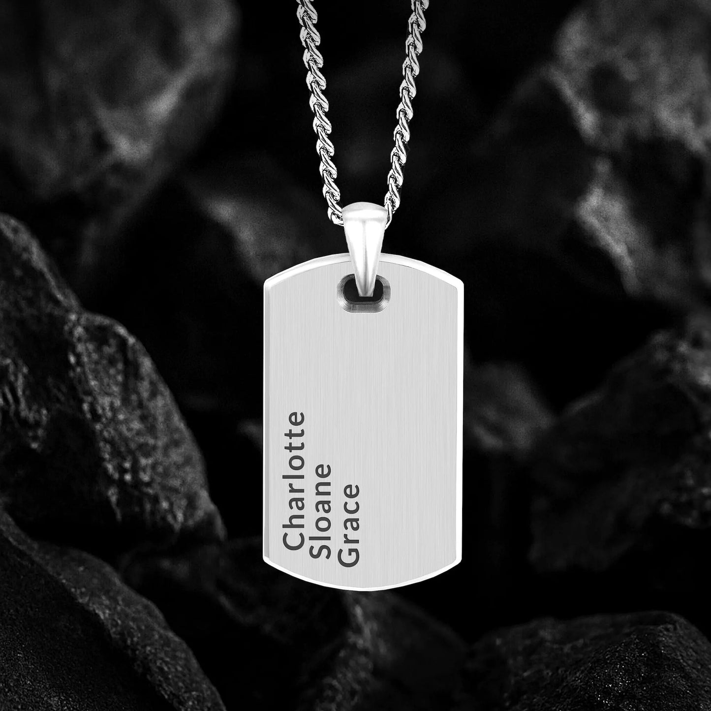 Beveled Tag Pendant - Silver