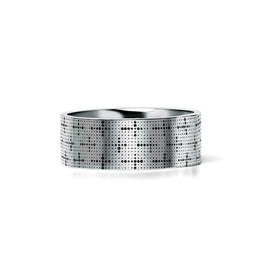 DOTTED CROSSES on Flat Tungsten Carbide Ring