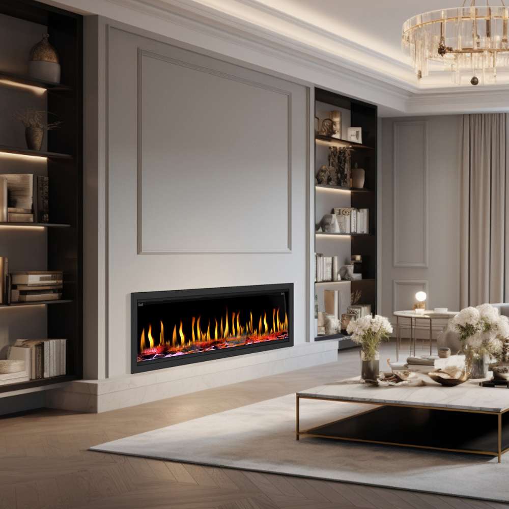 Dynasty Tempo Built-in Smart Virtual Electric Fireplace with Real Flame Effect