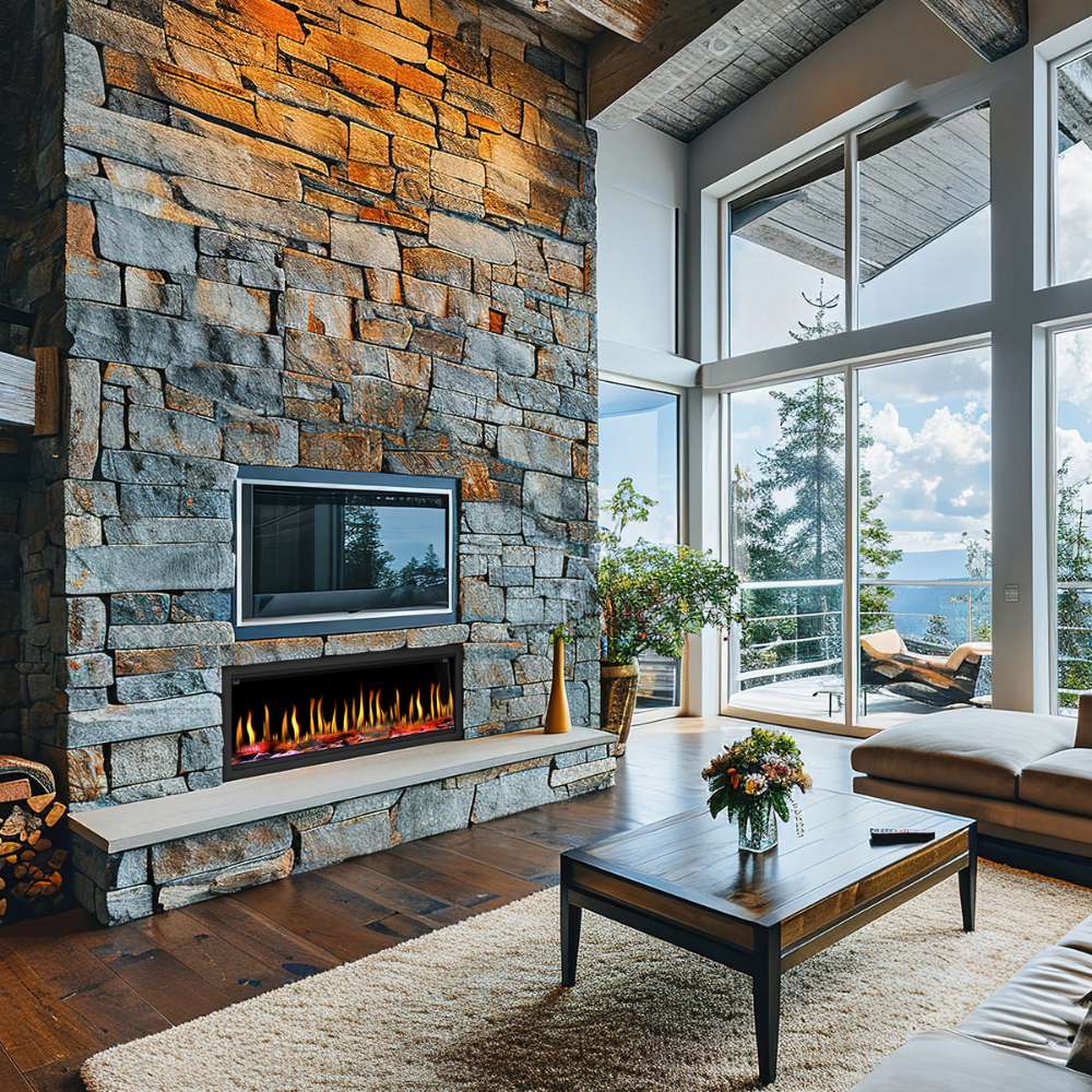 Dynasty Tempo Built-in Smart Virtual Electric Fireplace with Real Flame Effect