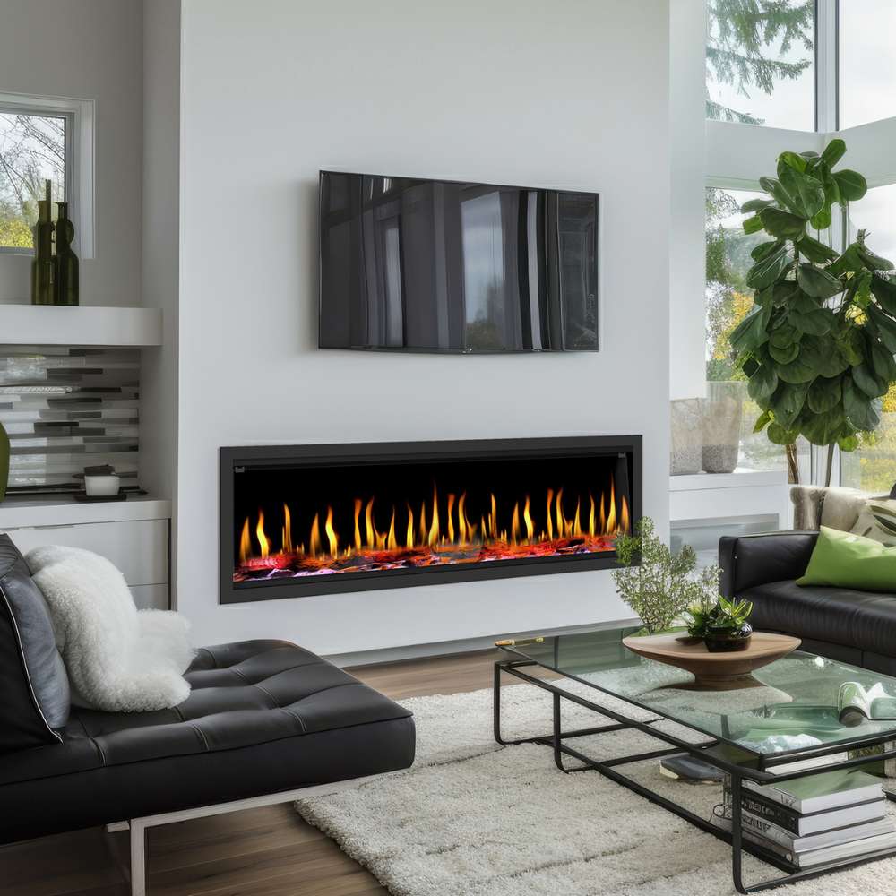 Dynasty Tempo Built-in Smart Virtual Electric Fireplace with Real Flame Effect