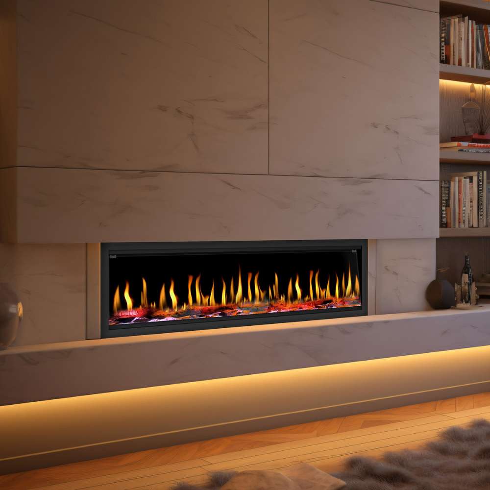 Dynasty Tempo Built-in Smart Virtual Electric Fireplace with Real Flame Effect