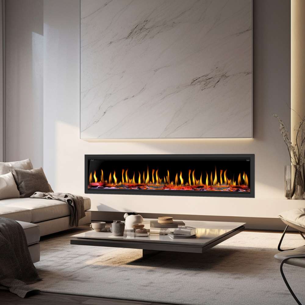Dynasty Tempo Built-in Smart Virtual Electric Fireplace with Real Flame Effect