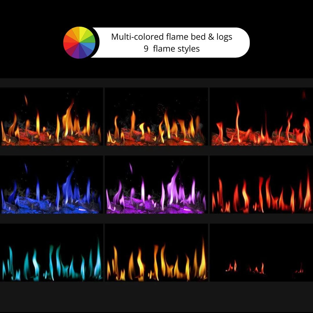 Dynasty Tempo Built-in Smart Virtual Electric Fireplace with Real Flame Effect
