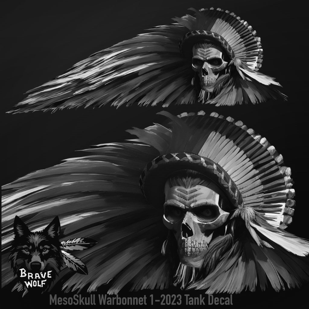 MesoSkull Warbonnet 2023 - Universal Tank Decal-BW