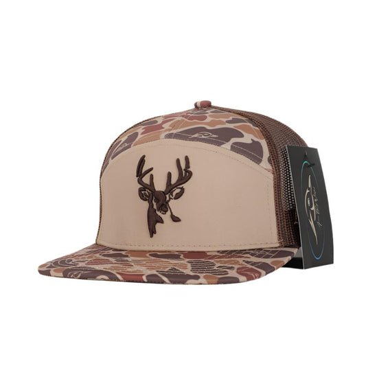 Youth 7 Panel Brown Old School 3 D Puff Buck w/ Brown Mesh