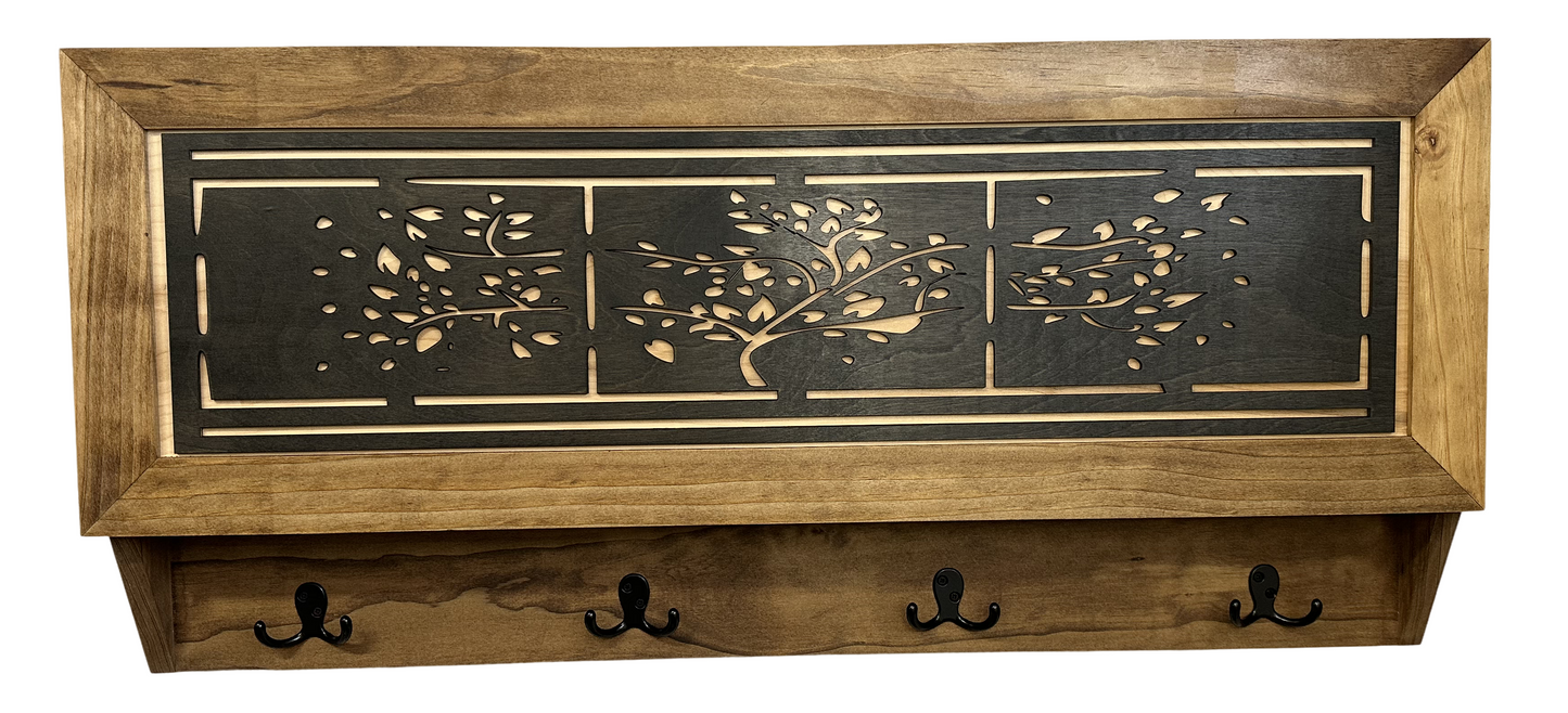 Family Tree Coat Rack Gun Concealment Decor - Handcrafted Wooden Gun Cabinets - Gun Shelf Hidden Storage for Rifles, Shotguns, & Handguns - Quick Access Hidden Wall Safe