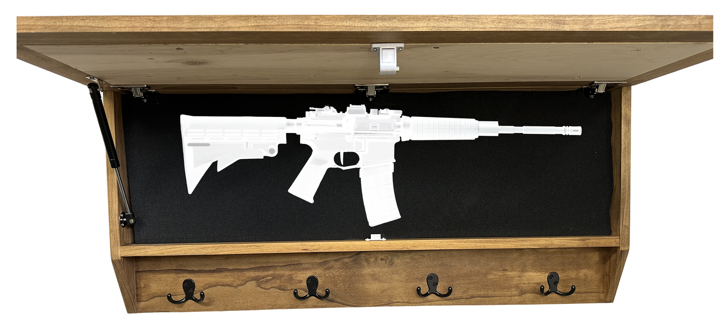 Family Tree Coat Rack Gun Concealment Decor - Handcrafted Wooden Gun Cabinets - Gun Shelf Hidden Storage for Rifles, Shotguns, & Handguns - Quick Access Hidden Wall Safe