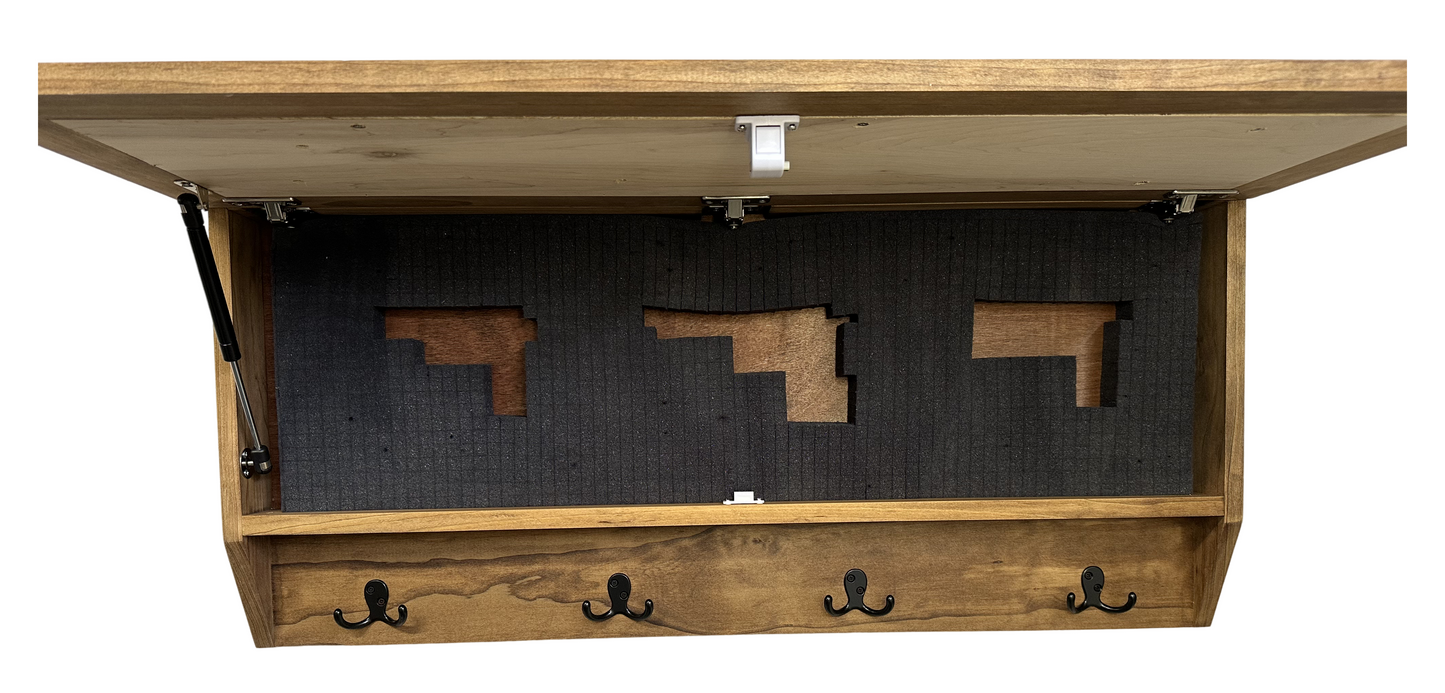 Family Tree Coat Rack Gun Concealment Decor - Handcrafted Wooden Gun Cabinets - Gun Shelf Hidden Storage for Rifles, Shotguns, & Handguns - Quick Access Hidden Wall Safe