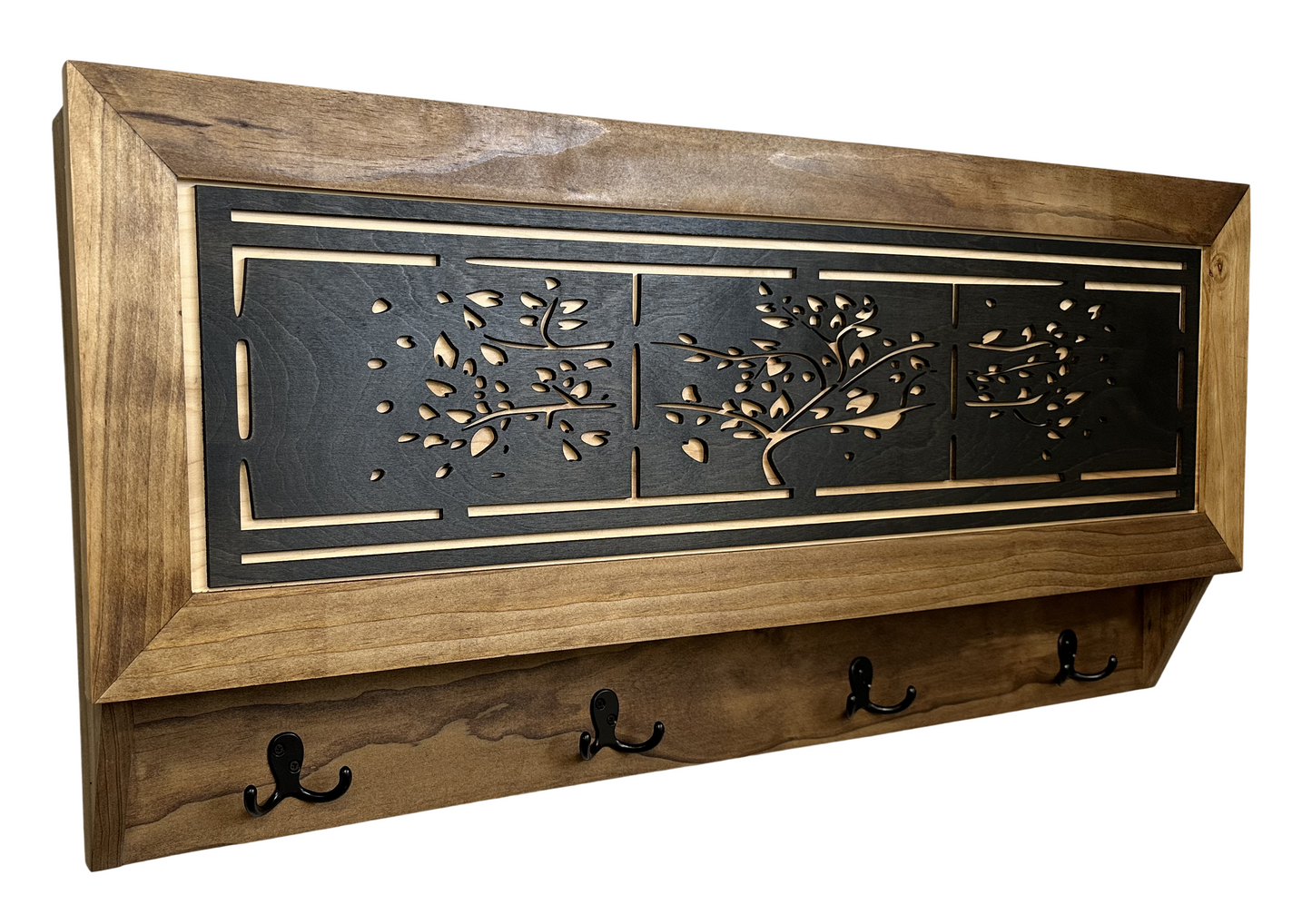 Family Tree Coat Rack Gun Concealment Decor - Handcrafted Wooden Gun Cabinets - Gun Shelf Hidden Storage for Rifles, Shotguns, & Handguns - Quick Access Hidden Wall Safe