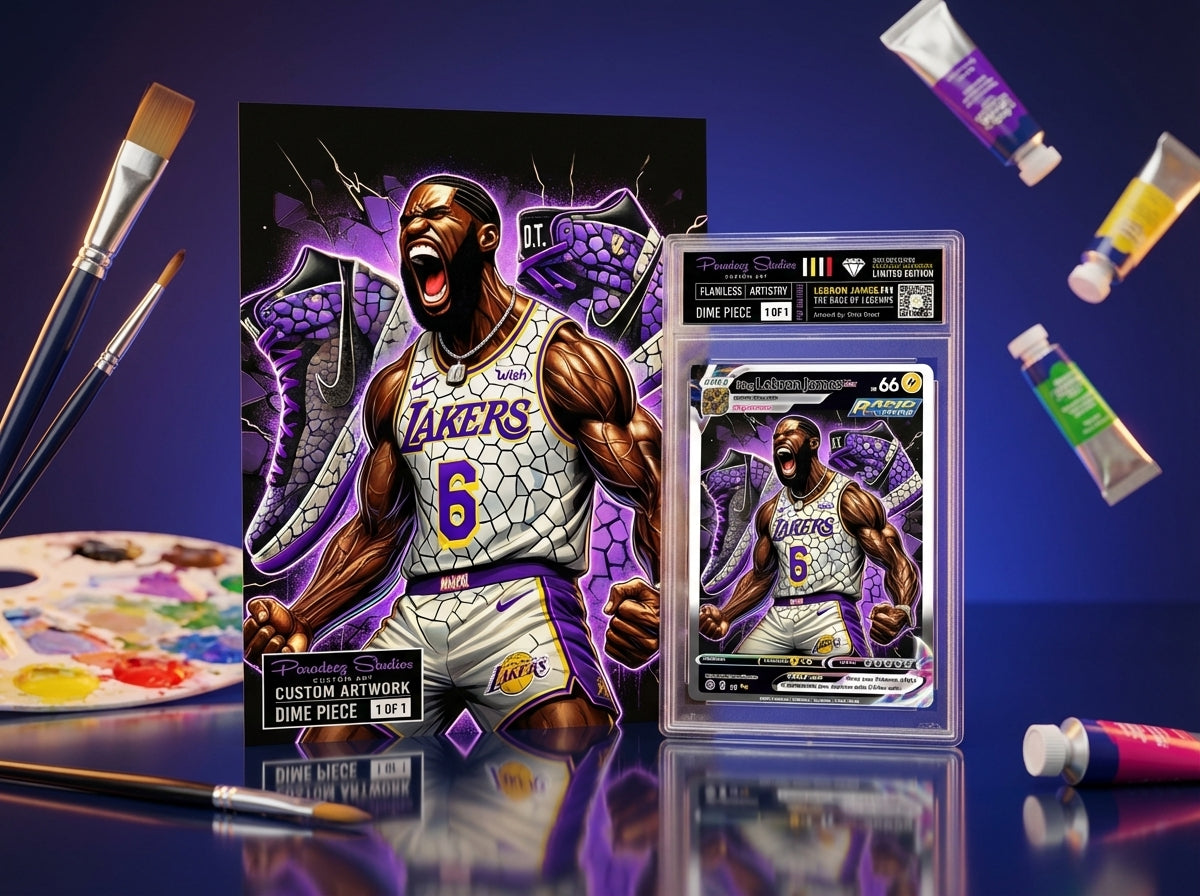 Custom One of One Fan Art Artwork Print and Slab 2.5” x 3.5” Trading Card with Custom Label (Upload Art or Tell Us what you want)