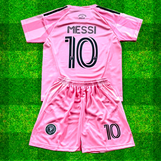 Lionel Messi Miami Home Kids Soccer Jersey Pink Set Football Youth Toddler