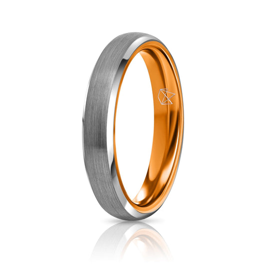 Silver Tungsten Ring - Resilient Orange - 4MM
