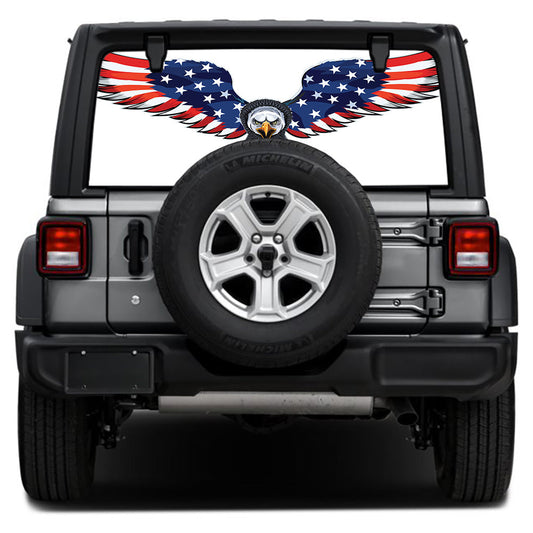 Eagle Flag Rear Window Decal